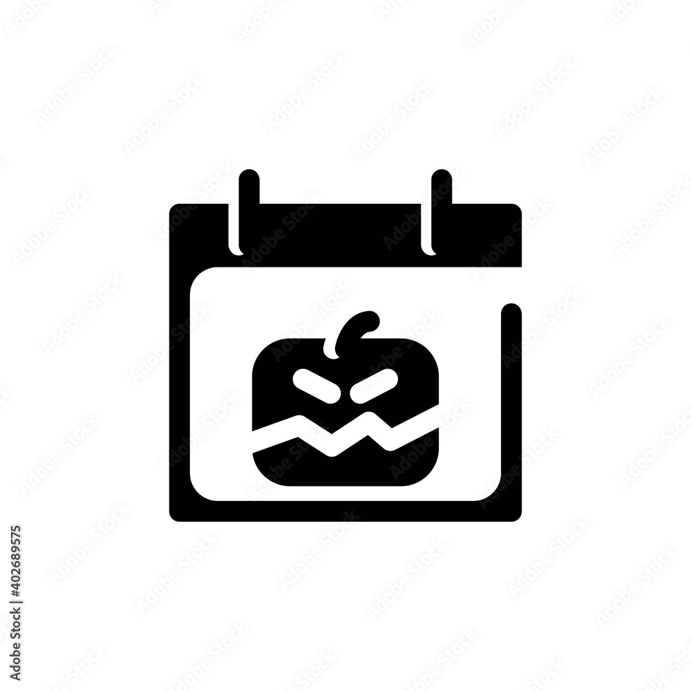 Halloween glyph line Icon. calendar and date vector illustration on white background