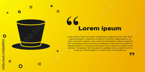 Black Cylinder hat icon isolated on yellow background. Vector.