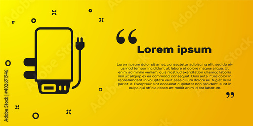 Black Electric boiler for heating water icon isolated on yellow background. Vector.