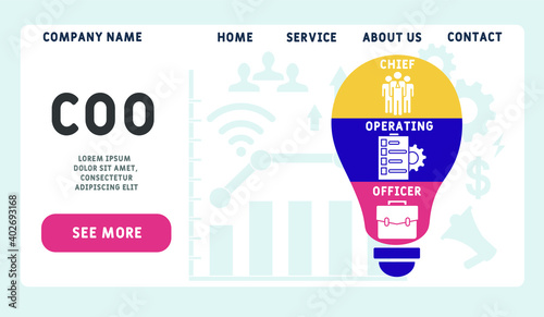 Vector website design template . COO - Chief Operating Officer acronym. business concept background. illustration for website banner, marketing materials, business presentation, online advertising. 