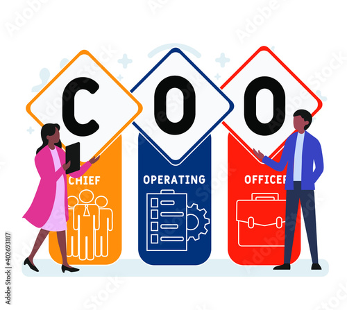 Flat design with people. COO - Chief Operating Officer acronym, business concept background.   Vector illustration for website banner, marketing materials, business presentation, online advertising.