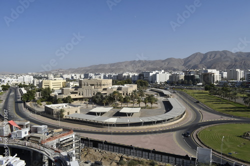 Beautiful Oman city view. Construction Works. Cityscape Building in Oman. Muscat, Oman.