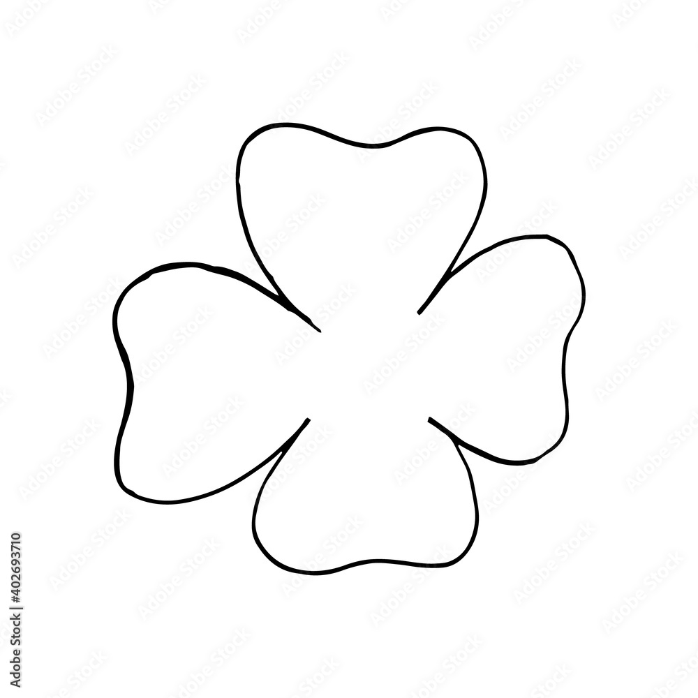 four leaf clover icon, sticker. sketch hand drawn doodle style. vector minimalism monochrome. plant, symbol of St. Patricks Day. four leaf clover icon, sticker. sketch hand drawn doodle style. vector minimalism monochrome. plant, symbol of St. Patricks Day.