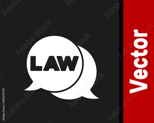 White Law icon isolated on black background. Vector.
