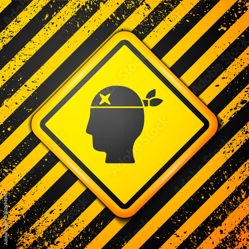 Black Pirate captain icon isolated on yellow background. Warning sign. Vector.