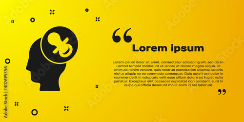 Black Baby dummy pacifier icon isolated on yellow background. Toy of a child. Vector.