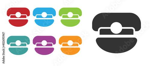Black Captain hat icon isolated on white background. Set icons colorful. Vector.