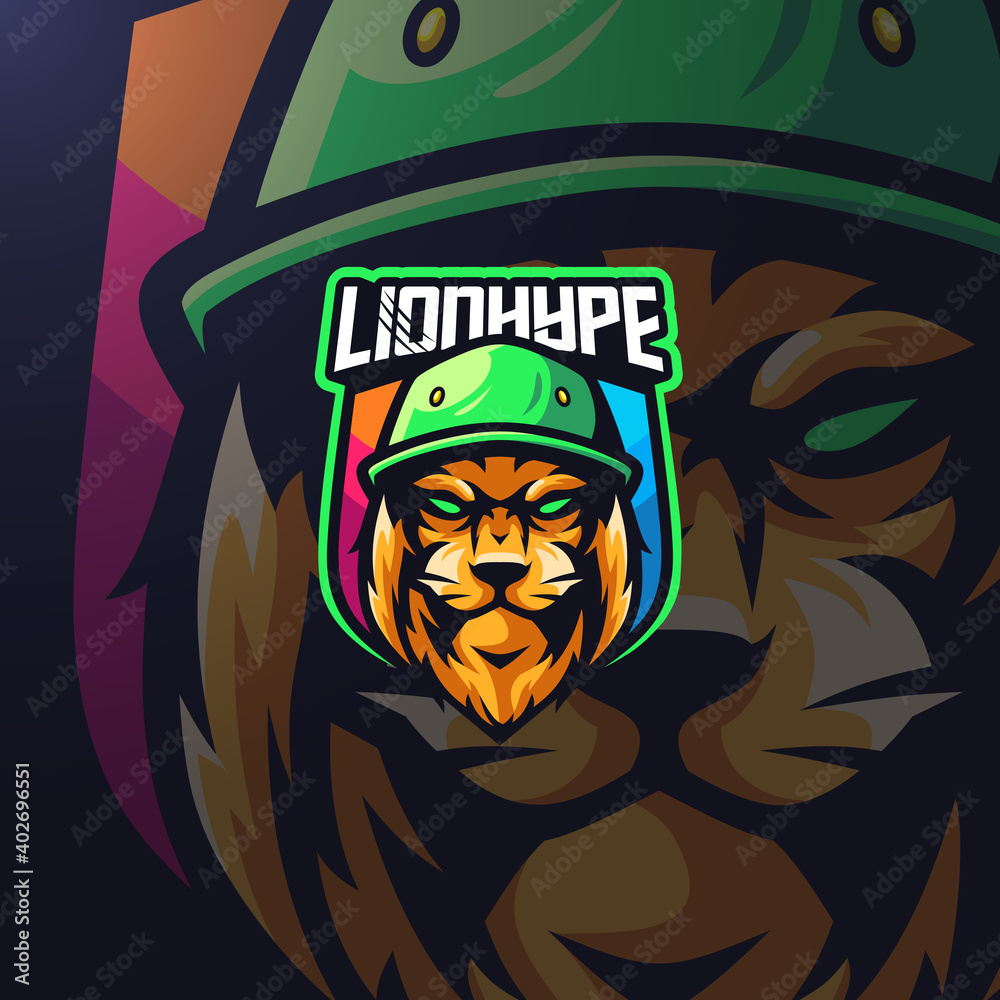 Lion hype esport logo gaming team mascot
