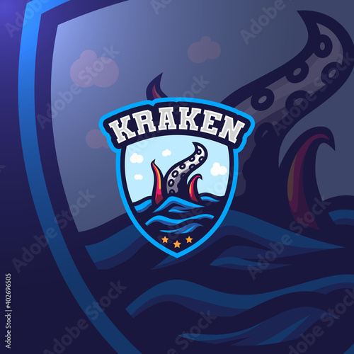 Kraken esport logo mascot team gaming squad,