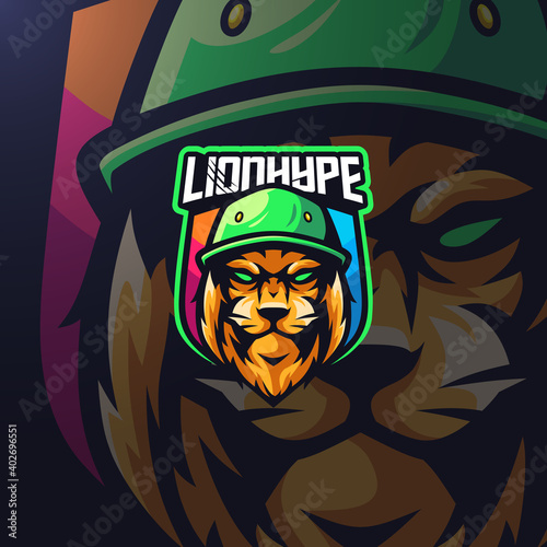 Lion hype esport logo gaming team mascot