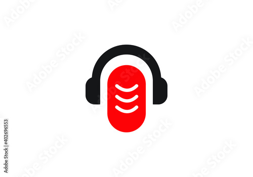 microphone, music logo design vector template.