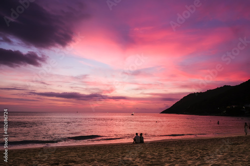 Wonderful beach scenery with dramatic sky