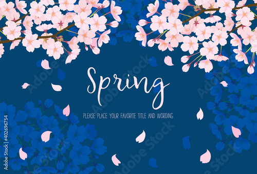 美しい夜桜の背景素材