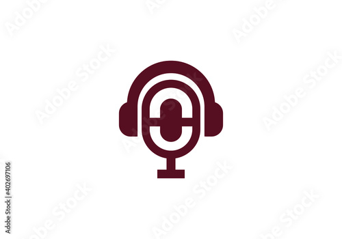 microphone, music logo design vector template.