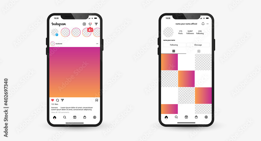 instagram mockup social media template , new update instagram post mock up  , frame social network Stock Vector | Adobe Stock