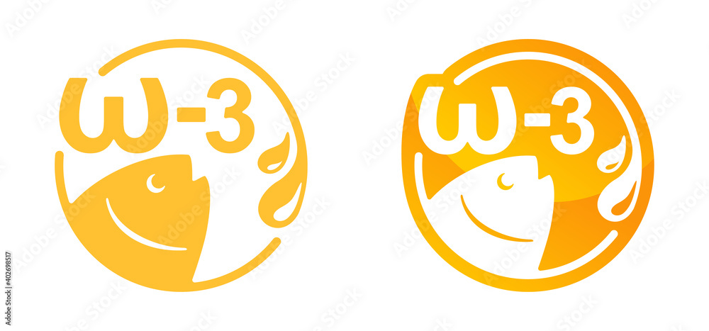 Omega-3 - fatty acid and oils emblem Omega-3 - fatty acid and oils emblem