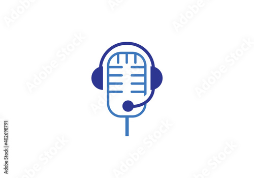microphone, music logo design vector template.