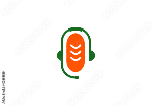 microphone, music logo design vector template.