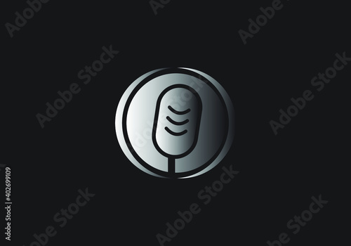 microphone, music logo design vector template.