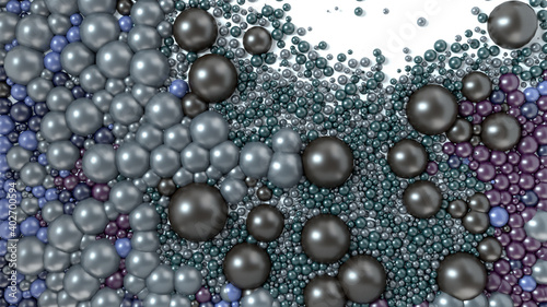 3d render. Abstract of spheres of different colors and sizes