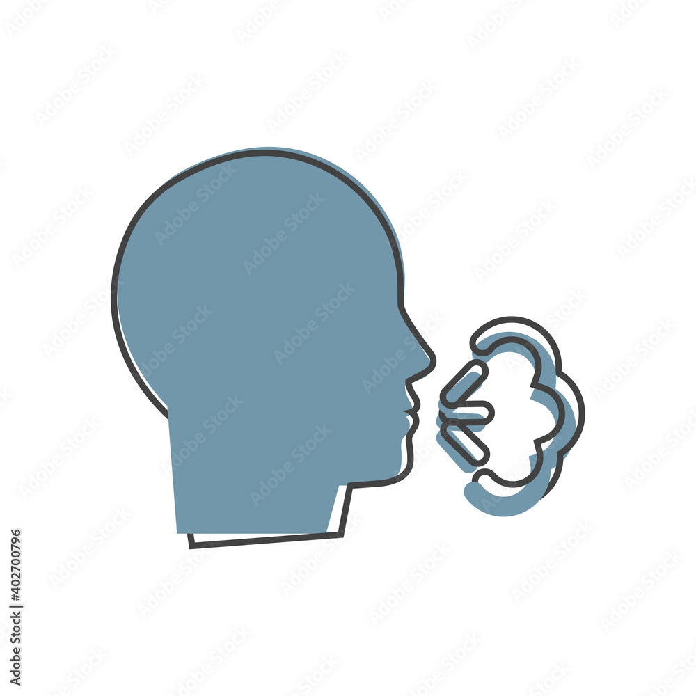 Vector icon sick man coughs and sneezes on cartoon style on white isolated background. Vector icon sick man coughs and sneezes on cartoon style on white isolated background.