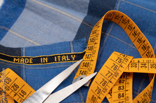 Scissors and made in Italy fabric
