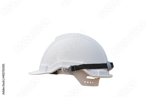 White hard hat safety helmet isolated on white background with clipping path.