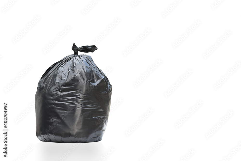 Close up of a garbage bag isolated on white background with clipping paths.