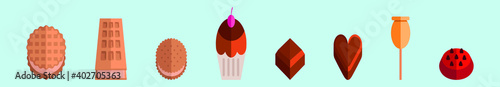 set of Popular desserts cake and more icon design template with various models. vector illustration isolated on blue background