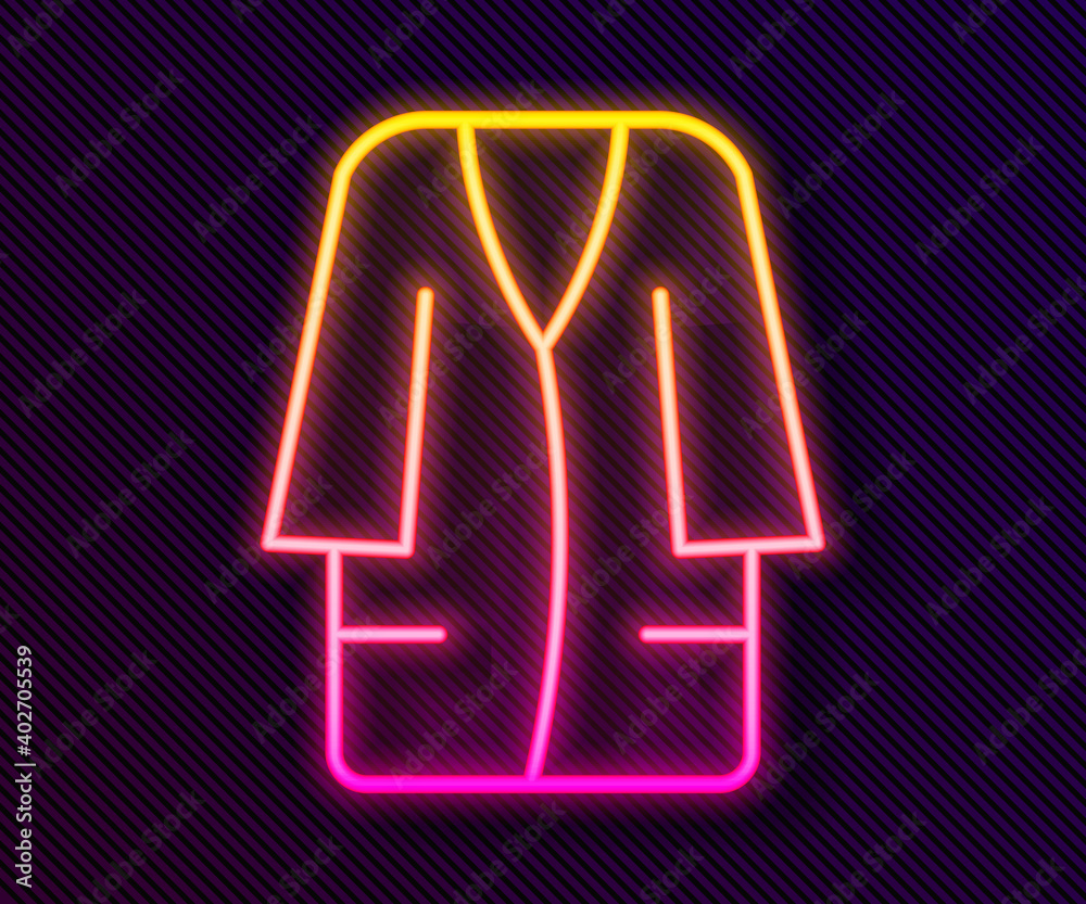 Glowing neon line Bathrobe icon isolated on black background. Vector. Glowing neon line Bathrobe icon isolated on black background. Vector.