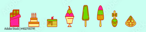 set of Popular desserts cake and more icon design template with various models. vector illustration isolated on blue background
