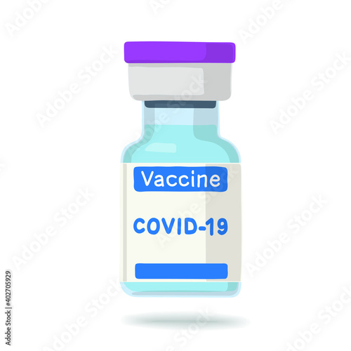 Vaccine bottle against Covid-19 infection, vector illustration.
