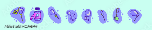 set of bubble blower cartoon icon design template with various models. vector illustration isolated on blue background