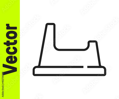 Black line Baby potty icon isolated on white background. Chamber pot. Vector.