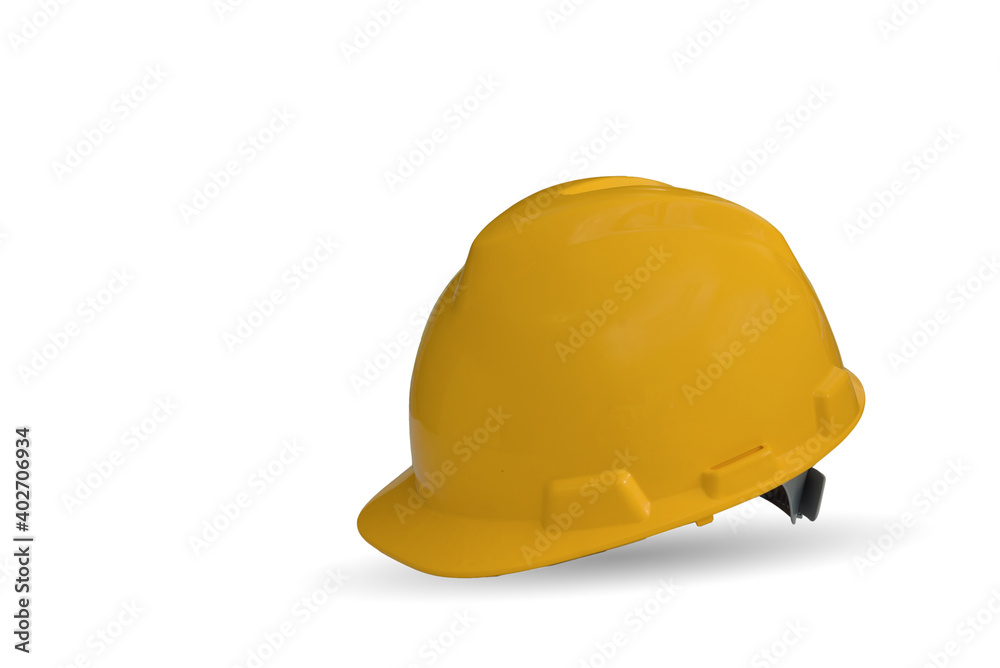 Fototapeta premium Orange hard hat safety helmet isolated on white background with clipping path.