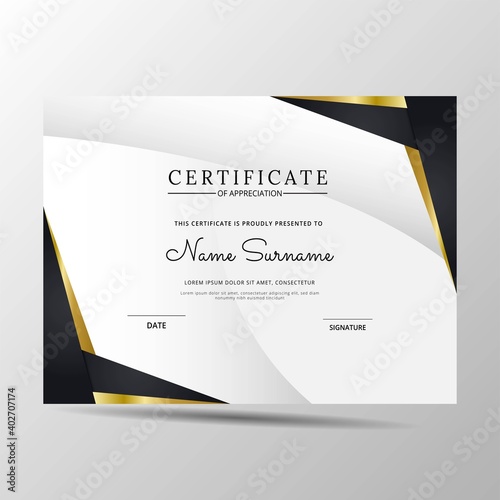 elegant black and gold diploma certificate template. Use for print, certificate, diploma, graduation