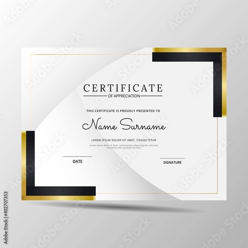 elegant black and gold diploma certificate template. Use for print, certificate, diploma, graduation
