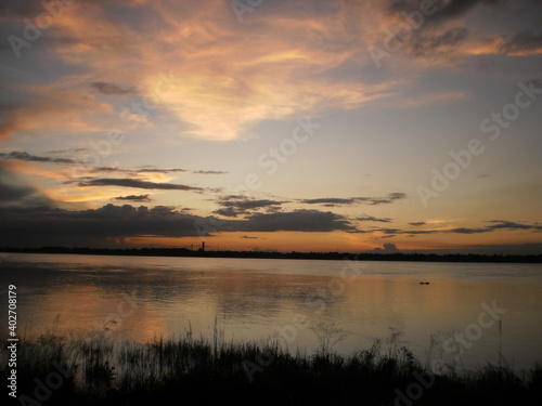 sunset over the lake