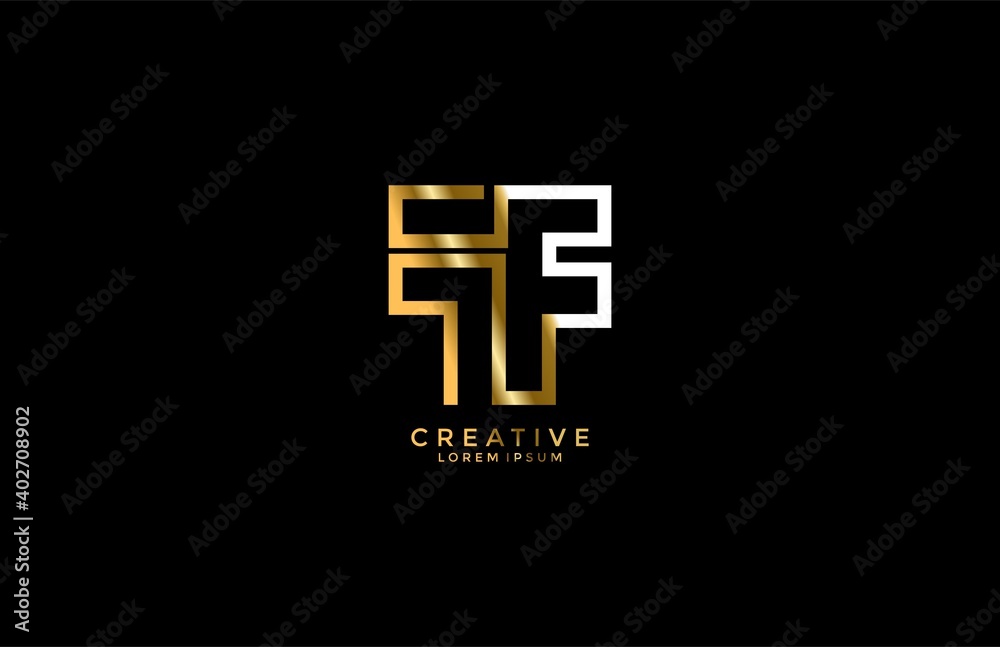Fototapeta premium Modern Logo Letter FF combination golden vector