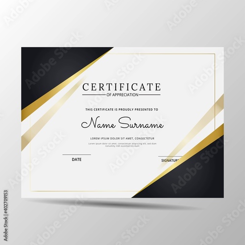 elegant black and gold diploma certificate template. Use for print, certificate, diploma, graduation