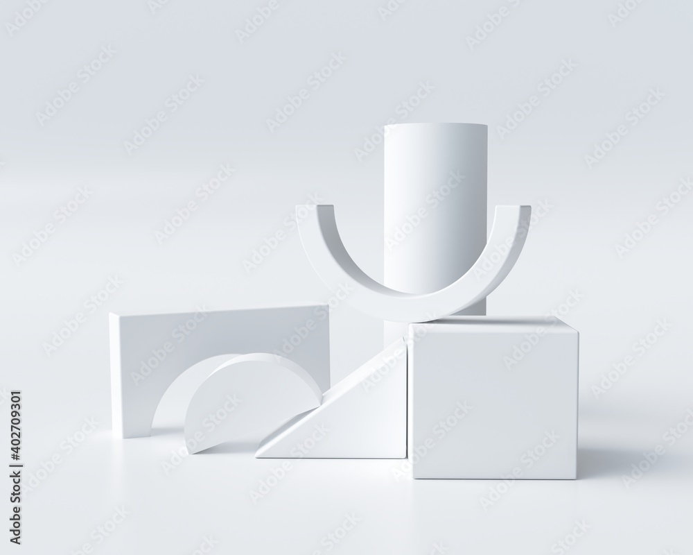 The minimal Scene with geometrical forms. Wooden figures on a white background. Geometric object composition. realistic rendering 3D illustration. The minimal Scene with geometrical forms. Wooden figures on a white background. Geometric object composition. realistic rendering 3D illustration.