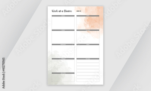 Week at a Glance Planner Template