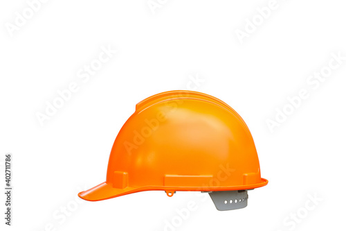 Orange safety helmet isolated on white background.