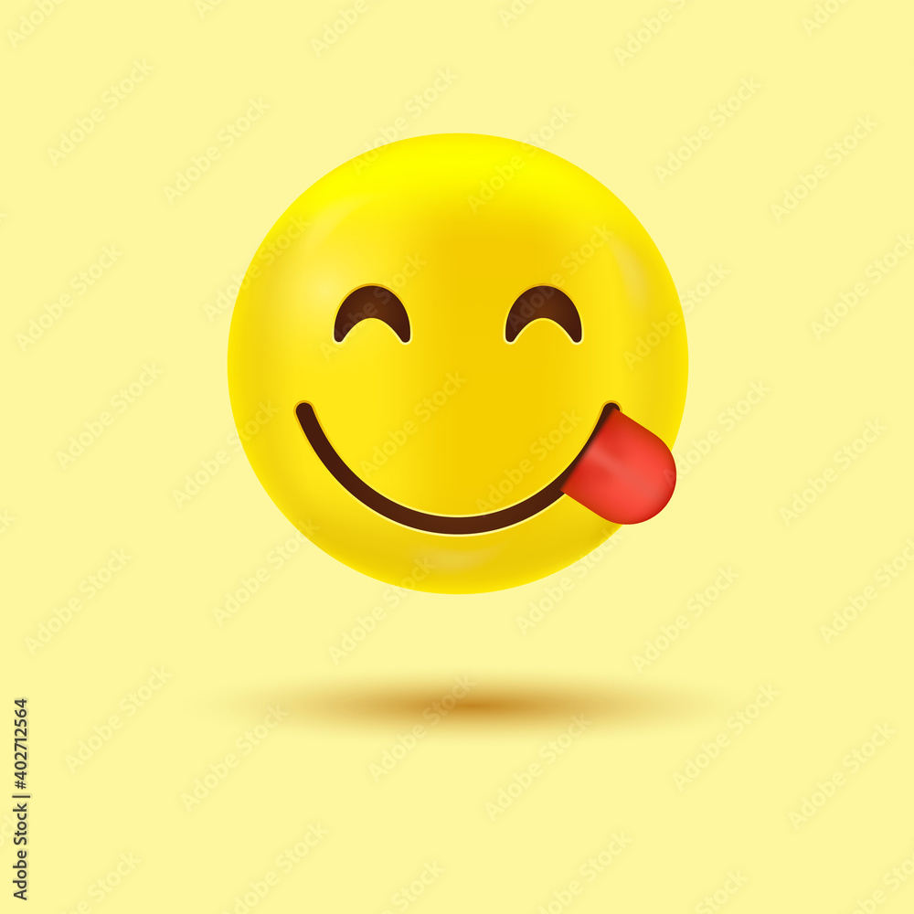 3d emoji Face Savouring Delicious Food, Smiling Face Licking Lips