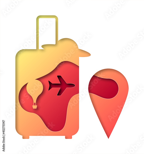 Vector travel in paper art style