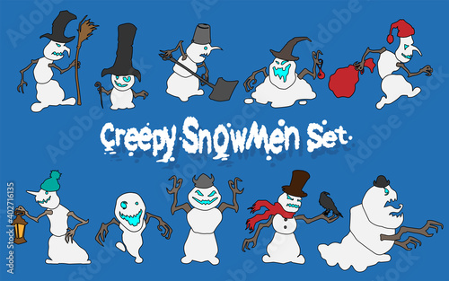 Funny creepy snowman set