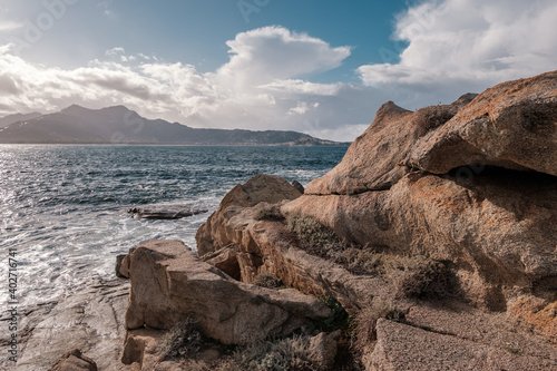 Rocky coast of Corsica near Calvi photo