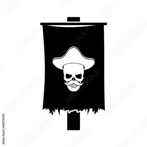 Pirate flag icon isolated on white background