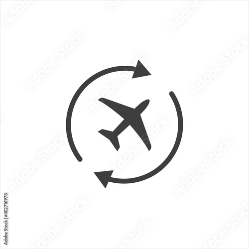 Free Download plane icon with two arrows on white background - GFXLoad
