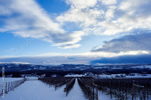 view of toten up to the toten  sen hills in winter